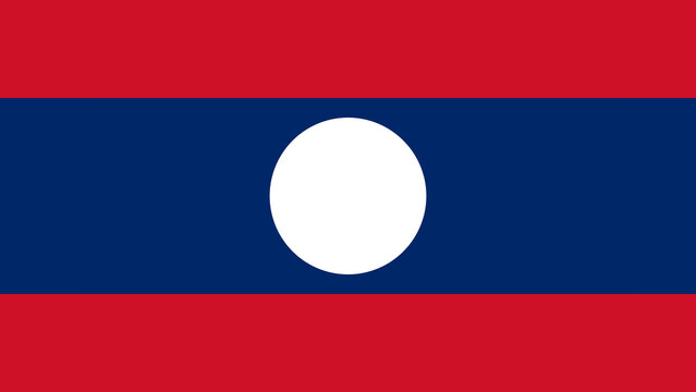 National flag of Laos with red, blue, and white colors displayed prominently