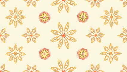 Flat Create a seamless pattern with retro floral motifs in muted pastel tones for a vintage 1970s look. concept as Develop a repeating pattern featuring stylized floral elements in soft pastel shades 