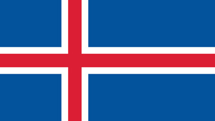 Fototapeta premium Flag of Iceland displayed prominently against a blue backdrop during a national celebration