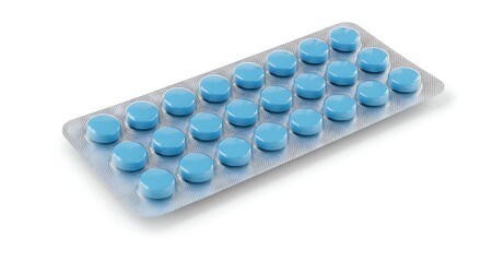 Medication Pills Pack Blue Tablets Pharmacy Healthcare Medical Drugs 3d dose cure foil white doctor 