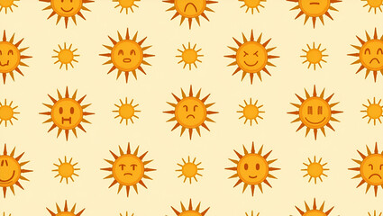 Flat Rustic spring sunshine seamless pattern with warm sunbursts and earthy textures for organic nature inspired designs concept as Earthy spring sunshine pattern with sunbursts and rustic textures fo