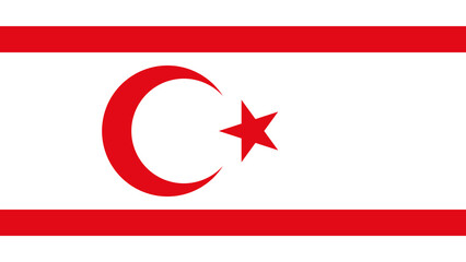 Flag of Northern Cyprus displayed prominently with a red crescent and star on a white background, symbolizing national pride