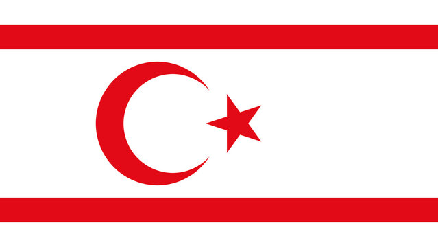 Flag of Northern Cyprus displayed prominently with a red crescent and star on a white background, symbolizing national pride - Powered by Adobe