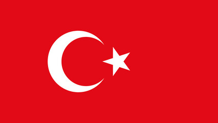National flag of Turkey displaying a red background with a white crescent and star prominently featured in the center