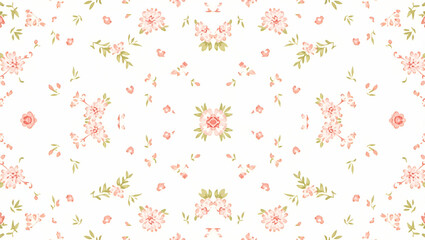 Creating a Seamless Floral Vintage Embroidery Tile Pattern with Botanical Elements on White Background for Garden Themes - Perfect for Photo Stock Concepts