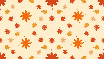 Seamless Flat Autumn Foliage Pattern: Cozy Leaves, Pumpkin Spice Vibes & Warm Colors