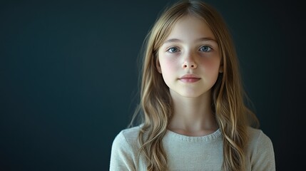 Attractive young girl displaying a neutral expression