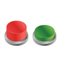 Red and Green Push Button Icons – Start and Stop Control Vector