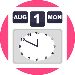 Calendar with Clock: Represents the concept of time and scheduling, showing both the date and the hour.