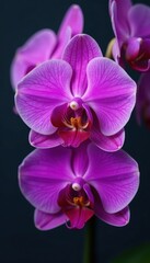 Obraz premium Purple orchid blossoms, intricate details, close-up view, flower, violet