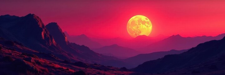 Red rocks silhouetted against a vibrant moonrise , dark, photography