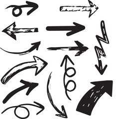 Arrow vector elements hand drawn arrows brush stroke curly arrow collection vector set