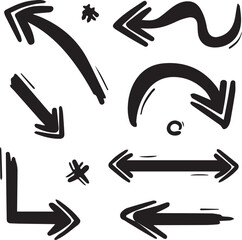 Arrow vector elements hand drawn arrows brush stroke curly arrow collection vector set