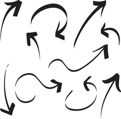 Arrow vector elements hand drawn arrows brush stroke curly arrow collection vector set