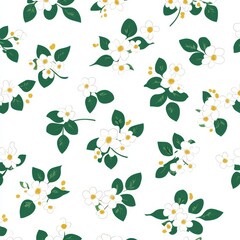 A pastel-colored floral seamless pattern featuring leaves and flowers, presented in a watercolor botanical texture, suitable for use as floral wallpaper or a botanical design in various applications