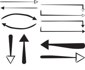 Arrow vector elements hand drawn arrows brush stroke curly arrow collection vector set