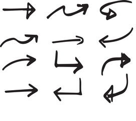 Arrow vector elements hand drawn arrows brush stroke curly arrow collection vector set