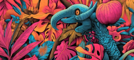 Modern Floral Art Background Template Set, Featuring Colorful Banners with Leaves and Botanical Elements, Along with Organic Shapes, for Various Uses