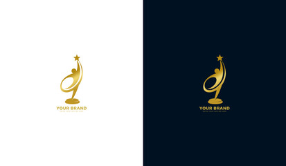 Achievement trophy logo, champion icon