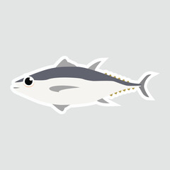 Fish Vector Illustration Sticker. Cute vector sticker of a fresh fish, ideal for seafood designs, restaurant branding, fishing themes, and food-related projects