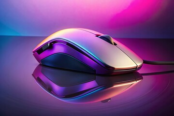 Sleek Gaming Mouse Reflection: Pink & Lavender Gradient Background