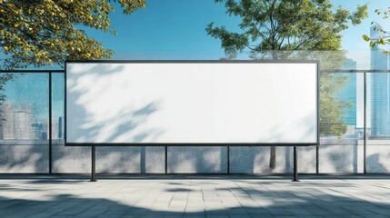 Blank billboard mockup outdoors, city background.