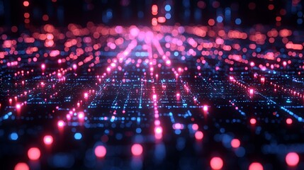 Digital network abstract, glowing pathways
