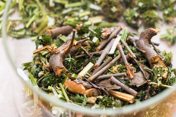 Chinese herbal medicine motherwort and mistletoe