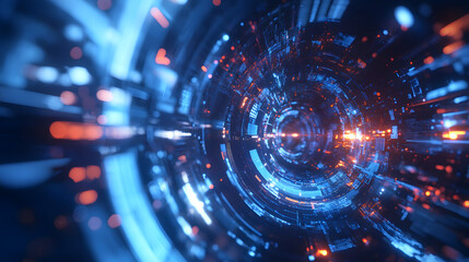 Fototapeta premium Sound Wave and Audio Technology Concept. Blue, Futuristic Digital Style. 3D Render.