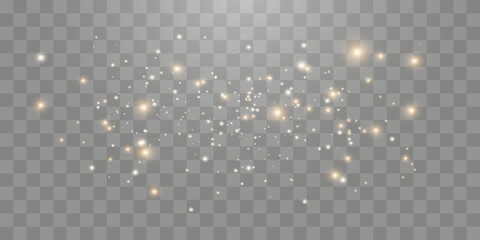 Magical light dust with a soft glow. Floating particles of light. A Christmas light effect with sparkling fairy dust shining on a transparent background. Vector illustration in PNG format