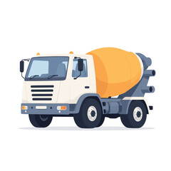 Fototapeta premium Cartoon cement mixer truck on white background