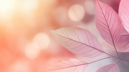 Abstract Leaf Shadow on Blurred Background for Cosmetic Presentation Template