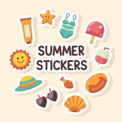 Fototapeta premium Colorful Summer Stickers Illustration