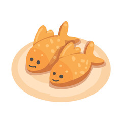 Cute Brown Pixel Art Fish Pastries on Plate
