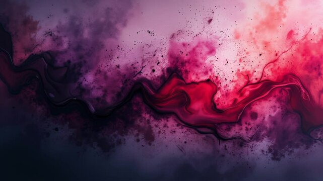 Black dark purple red burgundy wine magenta maroon plum watercolor water. Abstract art colorful background. Chaos splash daub stain blob splatter grunge dirty