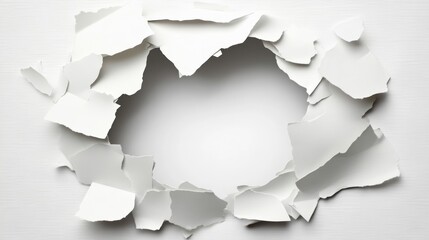Fototapeta premium Torn white paper creating a hole revealing blank space behind it