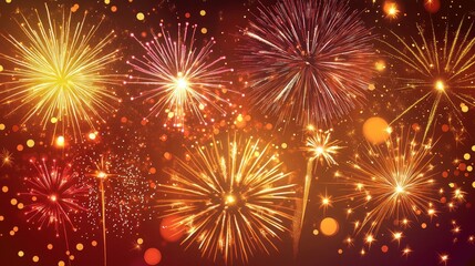 Colorful Firework Display: Independence Day and New Year Celebration