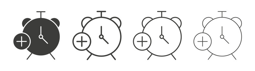 Alarm plus line icon vector illustration set.