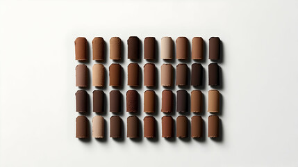 Diverse skin tone pastel set arranged on white background, for art and design projects