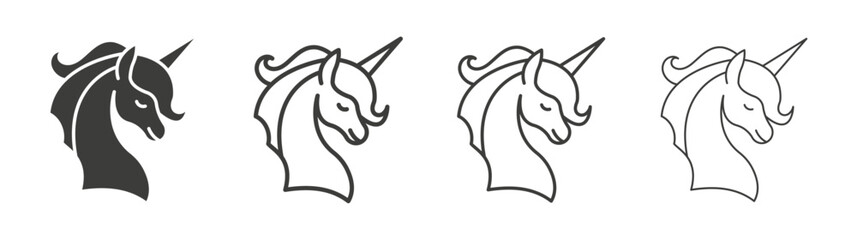 Alicorn line icon vector illustration set.