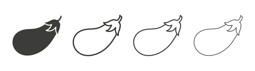 Aubergine line icon vector illustration set.