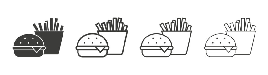 Burger Fries line icon vector illustration set.