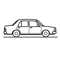 Obraz premium Outlined classic sedan, side view