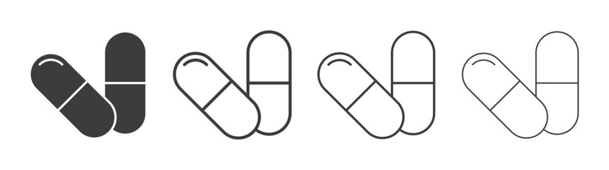 Capsules line icon vector illustration set.