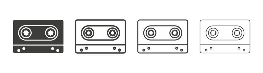 Cassette tape line icon vector illustration set.