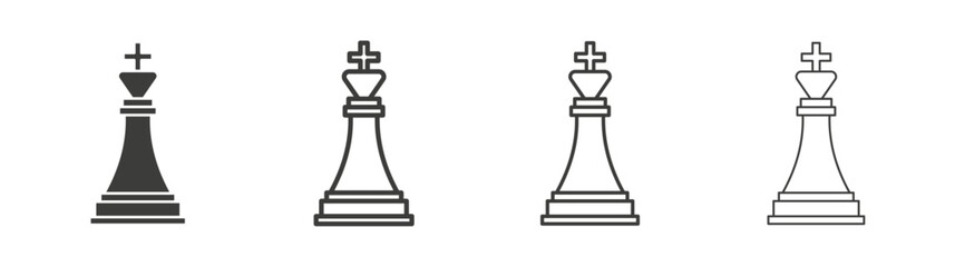 Chess king line icon vector illustration set.