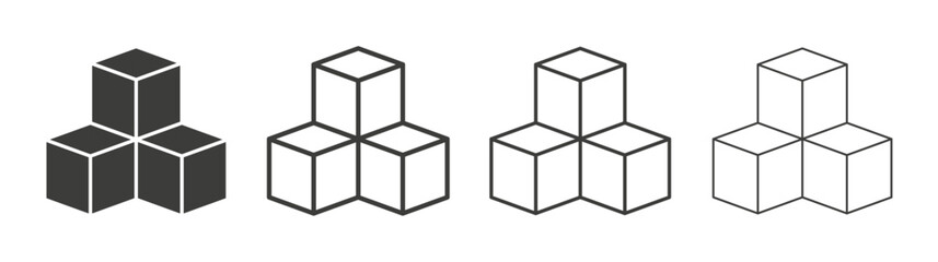 Cubes line icon vector illustration set.
