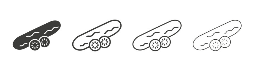 Cucumber line icon vector illustration set.