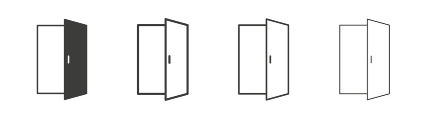 Door open line icon vector illustration set.