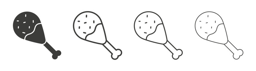 Drumstick bite line icon vector illustration set.